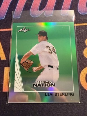 2026 Leaf Baseball Nation Levi Sterling 1990 Leaf Mini Base Prismatic Green #/25