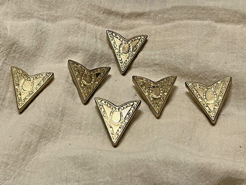 6 Gold tone metal Horseshoe Country Western Shirt Collar Tips