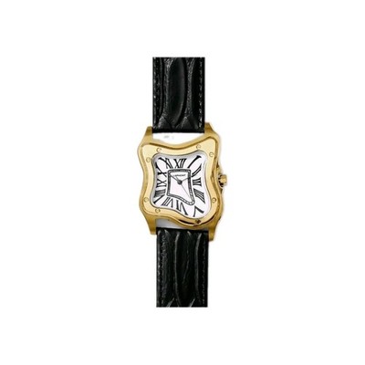 Laphont Square Melting  Laurent Small GoldBlack Strap Watch Quartz 41x37mm