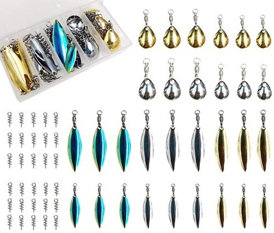 30pcs Tail Spinners Willow Colorado Blade Spin Lure Making for Senko Gold 