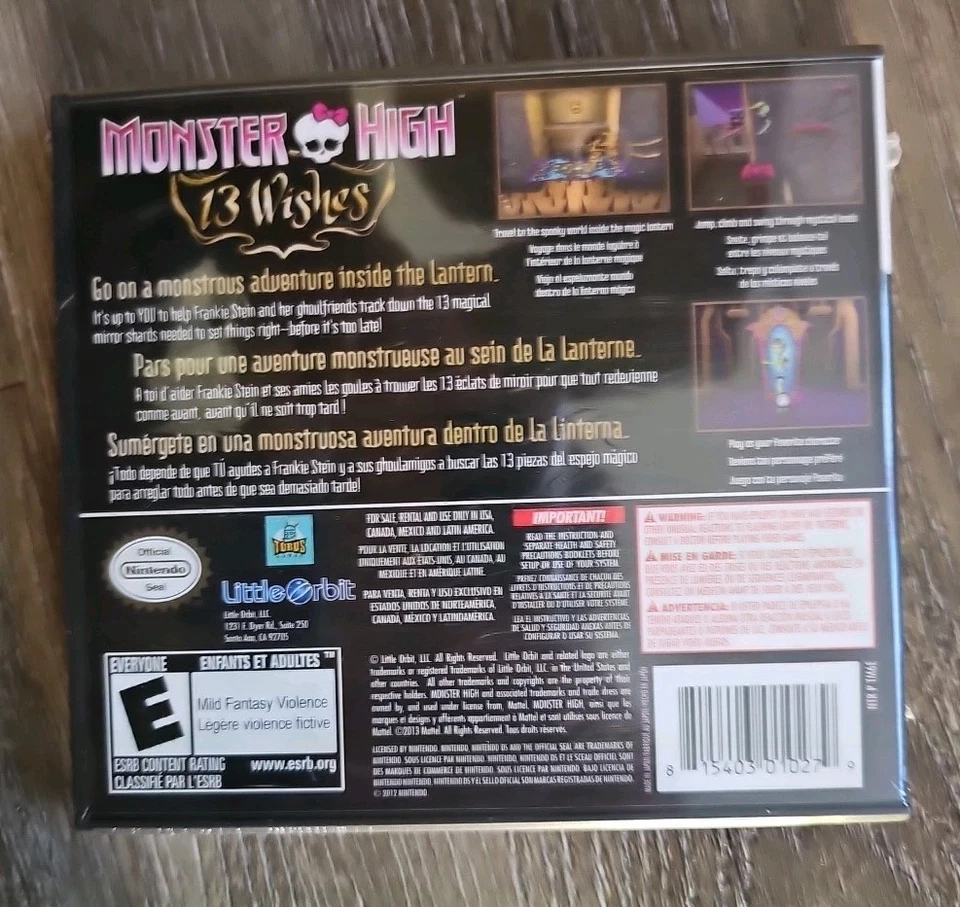 Monster High Dolls 13 Wishes Video Game Nintendo DS Kids Holiday Gift New Sealed - Image 2 of 2