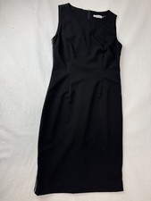 Calvin Klein Dress Sheath Black Side Gold Chain Detail Career Office Size 4