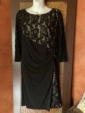 Tahari Arthur S. Levine Women's Sheath Ruche Sequin Lace Cocktail Dress Size 12