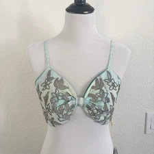 La Fuori Mint Crop Bralette Bustier Top With Rhinestones New Size M