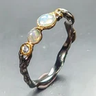 Gem jewelry Natural Opal Ring 925 Sterling Silver Size 7.75 /R461084