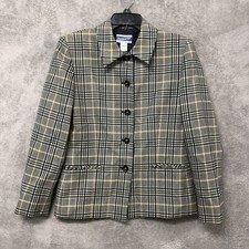 Vintage Pendleton Womens Size 6 Plaid Tartan Wool Blazer Jacket USA Gray