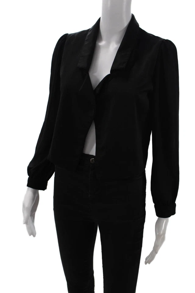 Blusa negra mostaza semilla para mujer cuello corto frente abierto talla XS Foto 3 de 4