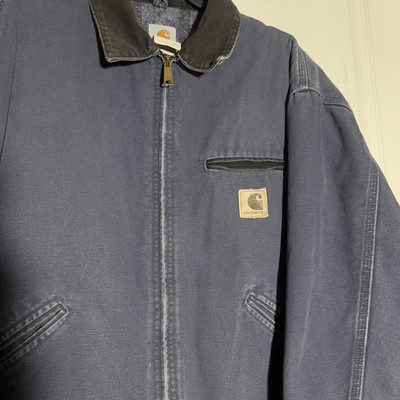 VTG Carhartt Detroit Jacket J64 PTL Size 2XL Navy Blue Blanket