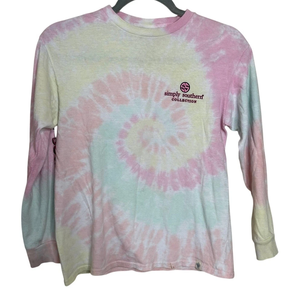 Camiseta manga larga Simply Southern Collection multicolor tie dye perezoso gráfico D6 Foto 3 de 4