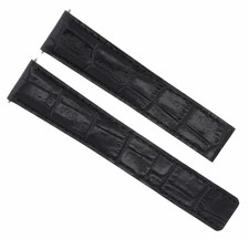 20MM LEATHER WATCH STRAP BAND FOR BREITLING WATCH DEPLOYMENT CLASP 20/18 BLACK
