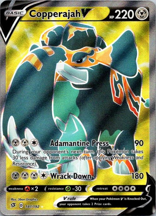 Copperajah V 187/192 Ultra Rare Rebel Clash Pokemon Holo NM AA-35