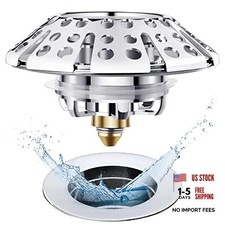Universal Tub Stopper Chrome Silver Tub Drain Stopper with Hair Catcher