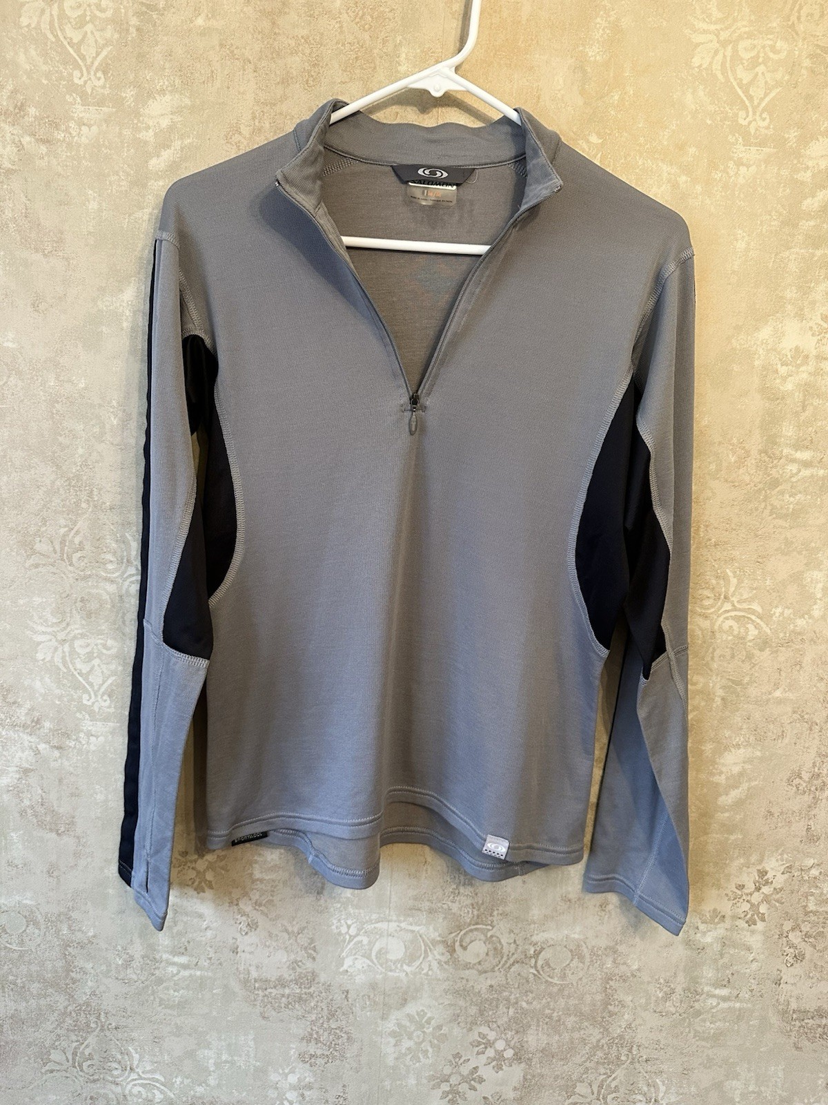 Salomon Camicia Uomo 1 4 Zip X Static Grigio Manica Lunga Media