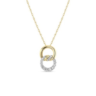 10K Yellow Gold 1/4 Cttw Natural Diamond Interlocked Circle Pendant Gift for her
