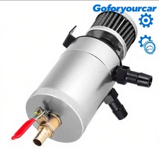 Universal Oil Catch Can Kit Reservoir Tank Engine Polish Baffled Aluminum Silver