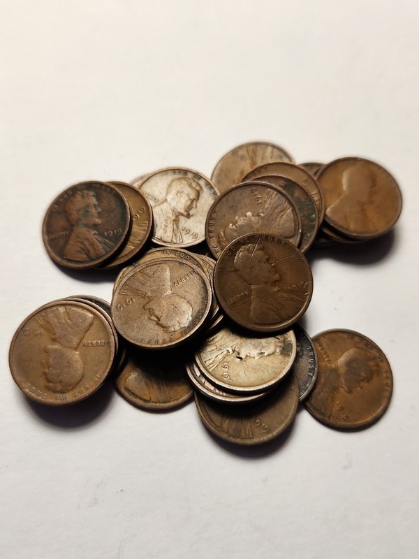 Lot of (30) 1919 P Lincoln cents - partial roll