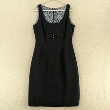 Tahari Arthur S Levine Dress Womens 6 Black Sheath Belted Lined Career