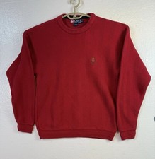 Vtg Chaps Ralph Lauren Sweater Mens Sz M Pullover Cable Knit Red Preppy Hipster