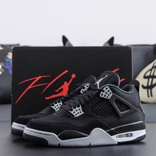Nike Air Jordan 4 "Black Canvas" Retro Mid Top Men's Basketball Shoes