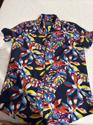 #ad #ad Broken Threads Shirt Mens Small Hawaiian HYDRO TEK UPF Shirt Bright Beach #651 $12.00