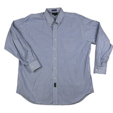 Vintage Chaps Ralph Lauren Shirt Mens 17 34/35 Blue Striped Button Down 90s