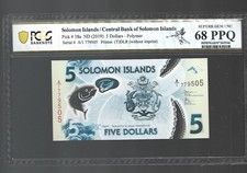 Central Bank of Solomon Islands Pick#38a 2019 5 Dollars PCGS 68 PPQ UNC#05