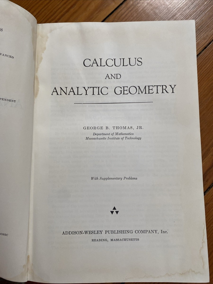Calculus and Analytic Geometry Second Edition Fifth Printing VTG