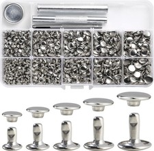 340 Sets Leather Rivets Kit Mixed Sizes Rivets for Leather Double Cap Rivets Stu