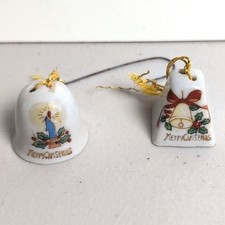 VTG 1950s Japan Miniature Porcelain Christmas Bell Ornaments Lot of 2 MCM