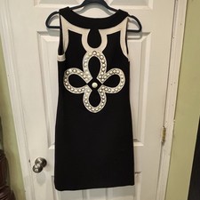 Tory Burch Monochrome Embellished Sleeveless Knit Dress Size 2