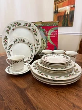 Holly Berry by World Bazaars -16 Pieces of Vintage Holiday Dinnerware Fine China