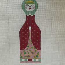 Needlepoint Hand Stitch Painted Canvas Praying Lady 18 Ct Mono Colorful