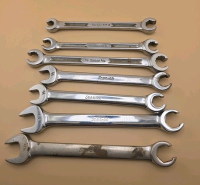 Lot Of 7 Snap On Tools SAE Flare Wrenches RXS 20 16 RXH1618 RXH1214 RXV1214S