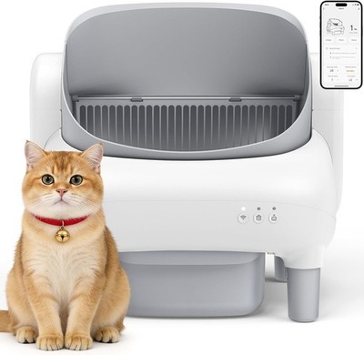 Open Top Automatic Cat Litter Box Self Cleaning Litter Box for Multiple Cats