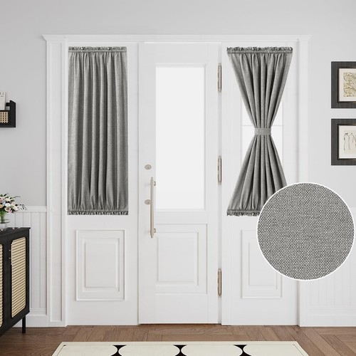 Door Curtain Thick Linen Door Curtains for Door Window Curtain French Door Cu...