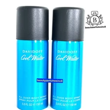 LOT of 2 - Davidoff Cool Water All Over Body Spray For Men 5.0 oz 150 ml NEW