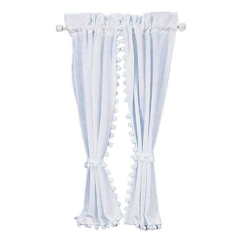 Melody Jane Dolls House White Curtains on Rail Miniature 1:12 Window