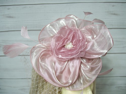 Sombrero fascinador de boda rosa, sombrero fascinador de derby de Kentucky, fascinador de Pascua - Imagen 2 de 5