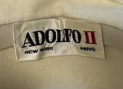 Adolfo II New York Paris 100% Wool Hat Cream with Navy Flowers & Ribbon Detail Adolfo | Accessories | Adolfo Ii New York Paris 0 Wool Hat  main image 4