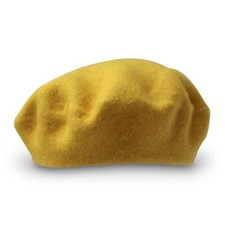 Womens French style Mustard Yellow Beret 100 pure blended wool