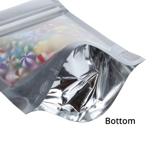 Borsa stand up 4x6 pollici opaca trasparente anteriore viola posteriore lamina Mylar richiudibile con macchina - Foto 5 di 14
