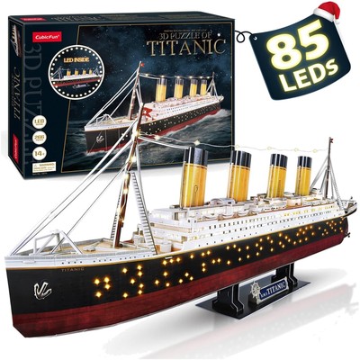 CubicFun Titanic Puzzle mit 266 Teilen - Leuchtendes Modellboot für Sammler