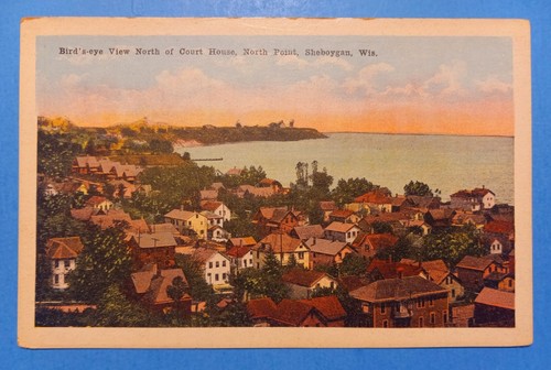 C. 1920s Sheboygan Wisconsin North Point Aerial View Unused Postcard