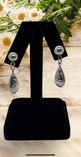 Dangle Sterling Silver 925 Tear Drop Pierced Stud Earrings Round Ball Sway Sassy
