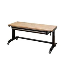 Workbench Table 62 in. Adjustable Height 2-Drawers Black Home Office Workstation