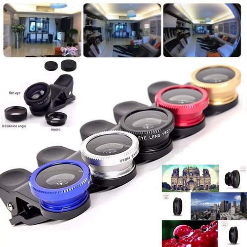 Mobile Phone Camera Lens Universal Lens Set 3 In 1 Fisheye Macro Wide Angle Clip