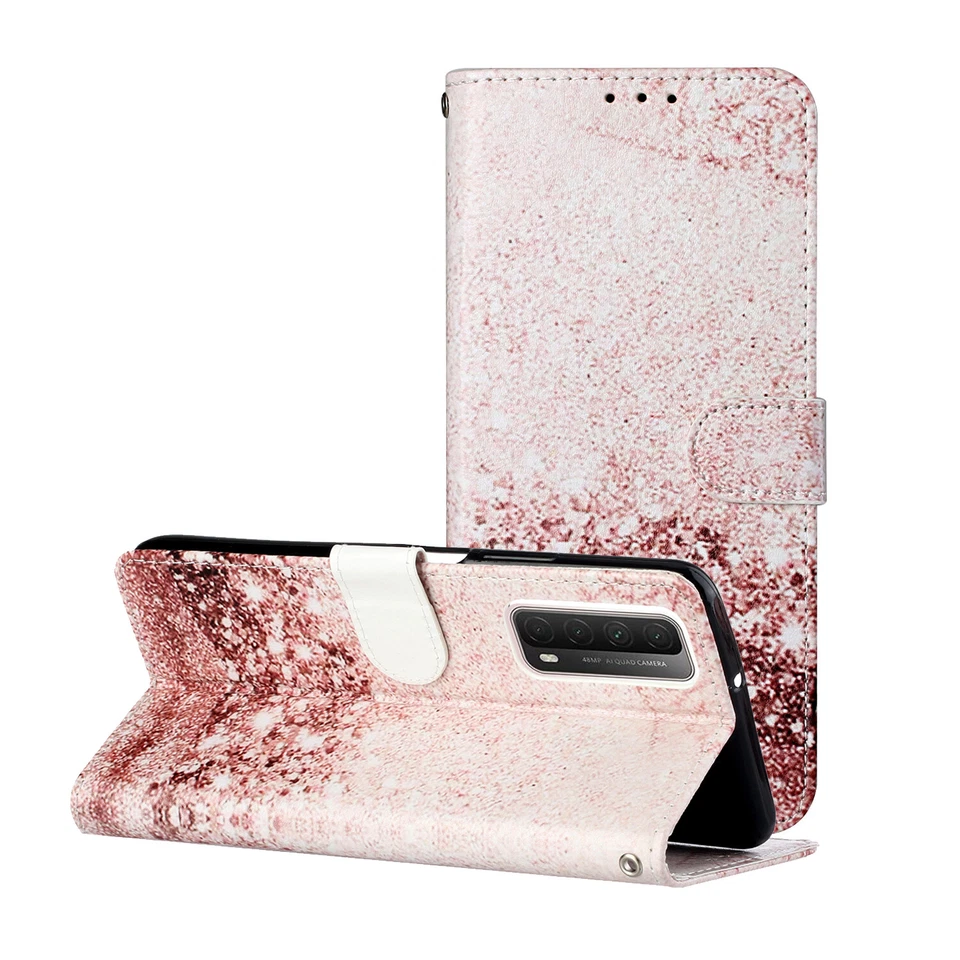 Patterned PU Leather Flip Wallet Phone Case Cover for Huawei P9 P10 P30 P40 Lite - Image 2 of 4