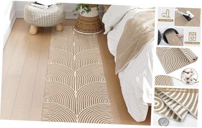 Washable Runner Rug 2'x6', Hallway Runner Rug Khaki and White Kitchen Rugs 