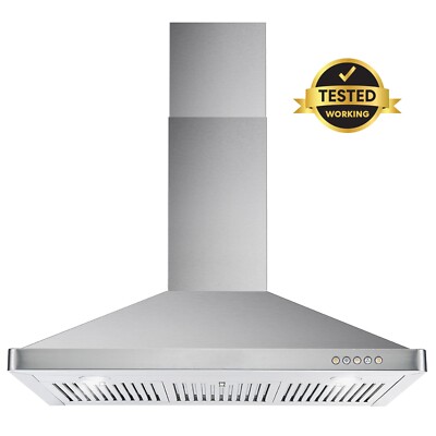 36 in. WALL MOUNT EXHAUST HOOD VENT HOOD, STAINLESS STEEL, VENTED, OPEN BOX