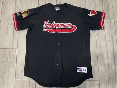 Chicago/Blackhawks Baseball Bulls Fandemonium Jersey Sz XL Black Used 